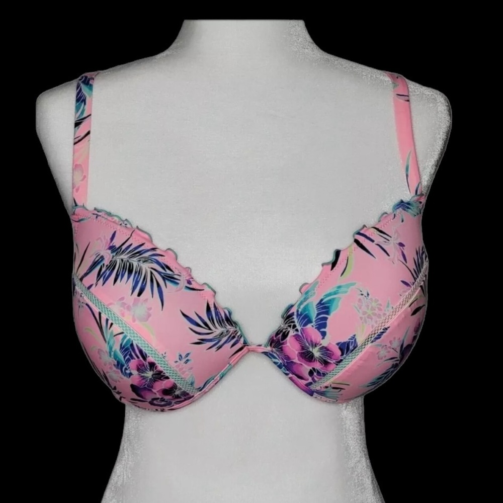 Shade Shore Size 34C Pink Floral Padded Underwire Bikini Top